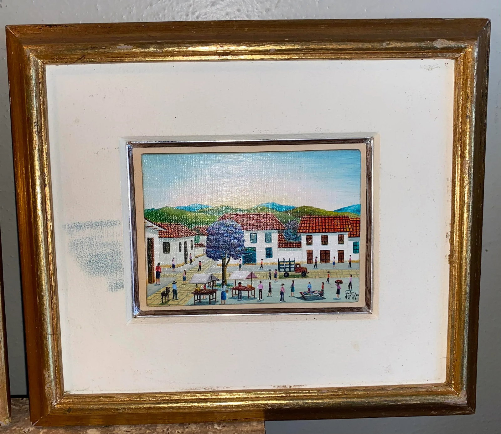 Vintage Miniature Mexican Themed Paintings Signed, Framed - a Pair - 3