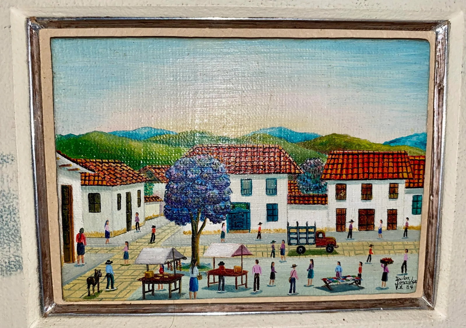 Vintage Miniature Mexican Themed Paintings Signed, Framed - a Pair - 5