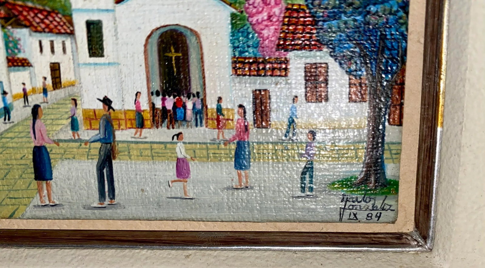 Vintage Miniature Mexican Themed Paintings Signed, Framed - a Pair - 6