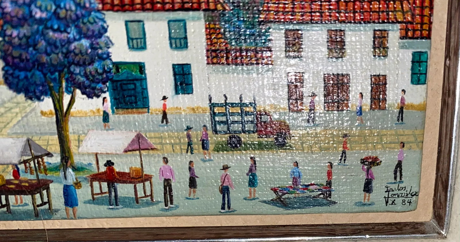Vintage Miniature Mexican Themed Paintings Signed, Framed - a Pair - 7