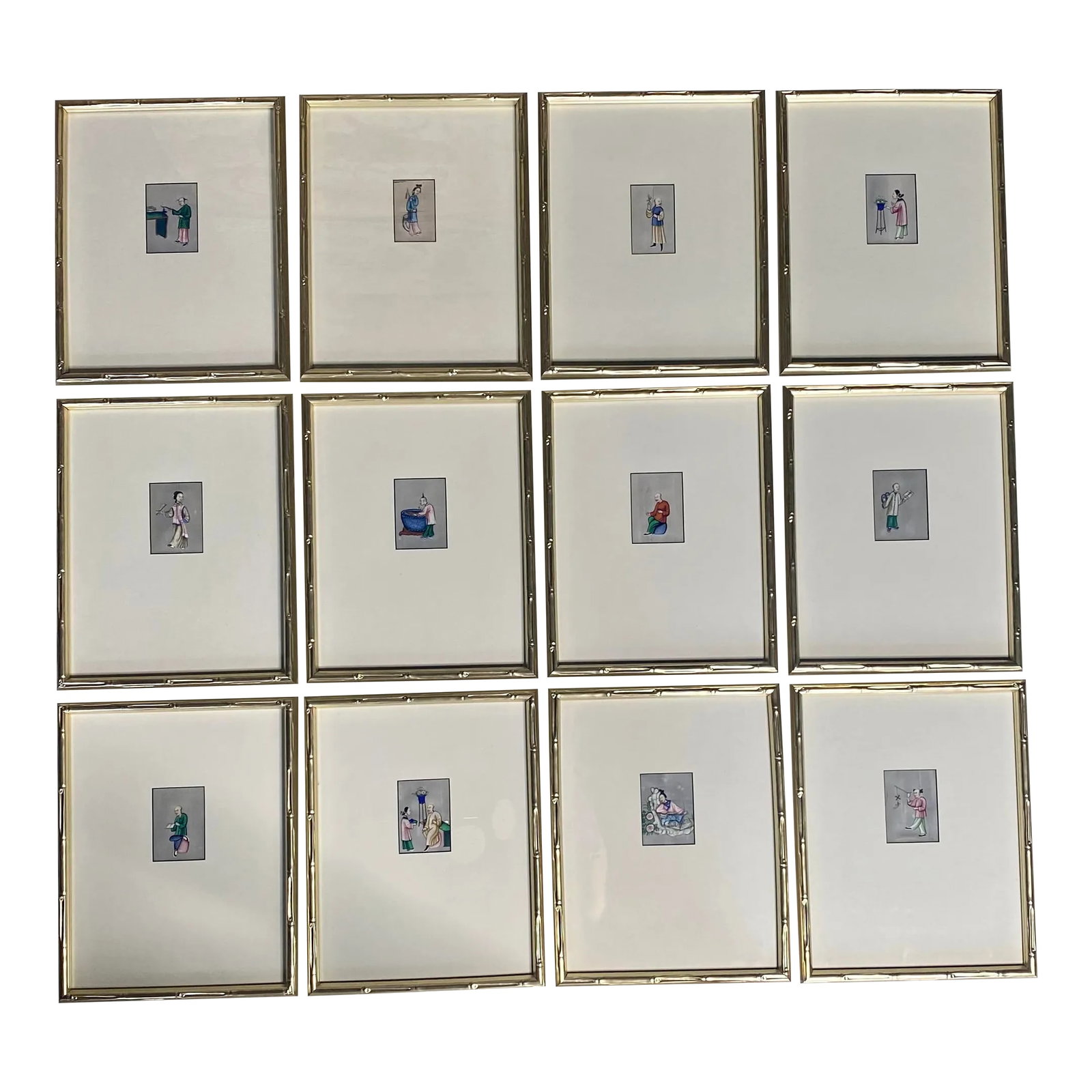 Series of Twelve Antique Chinese Export Framed Pith Paintings (1 of 12)