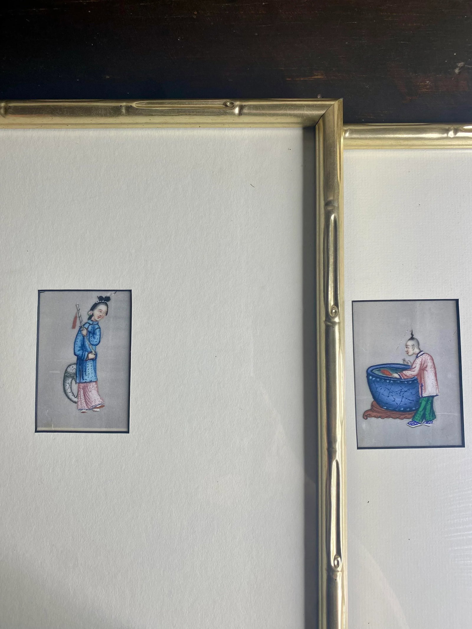Series of Twelve Antique Chinese Export Framed Pith Paintings - 9