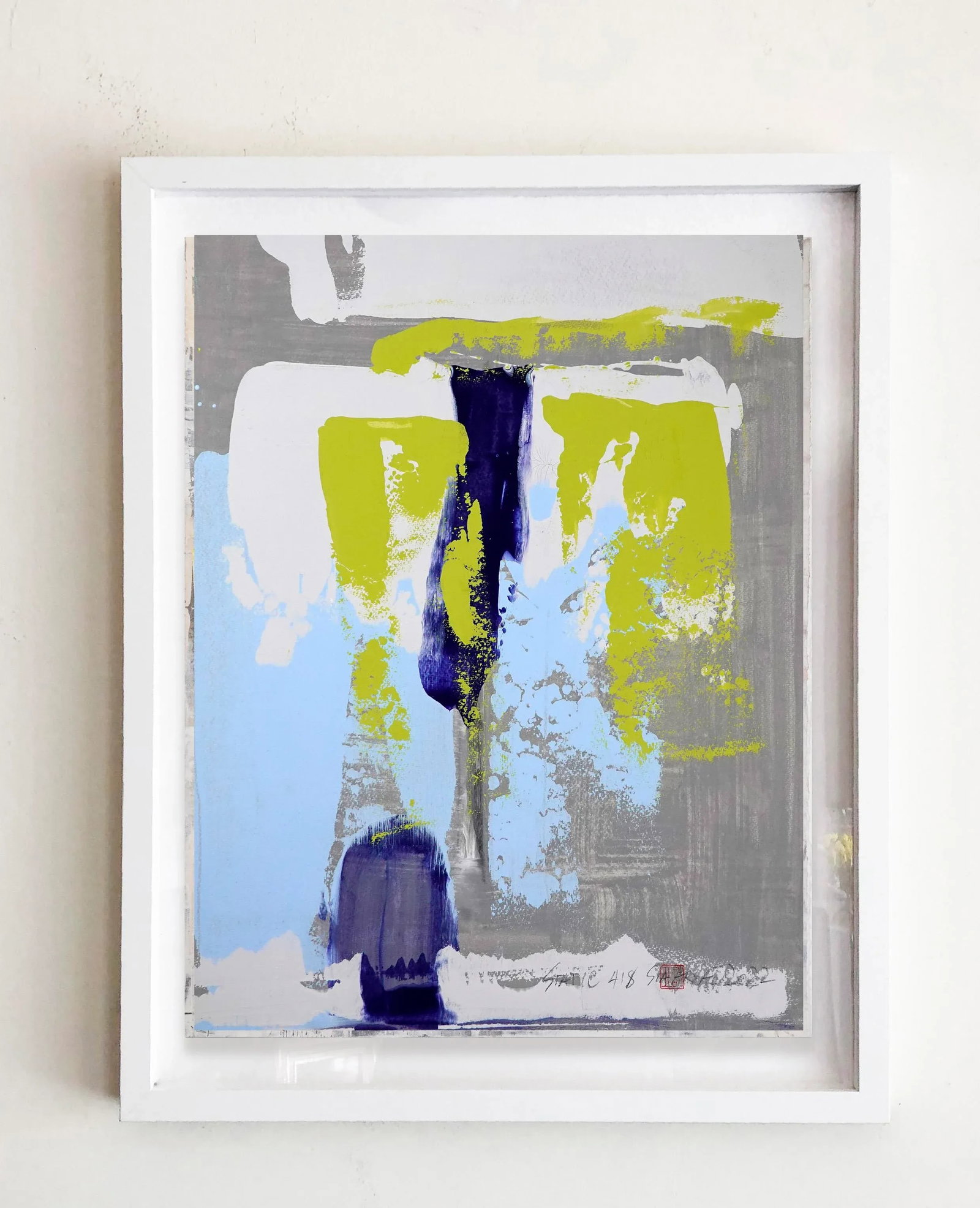 Static 418 Abstract Framed Blue/Green Painting - 4
