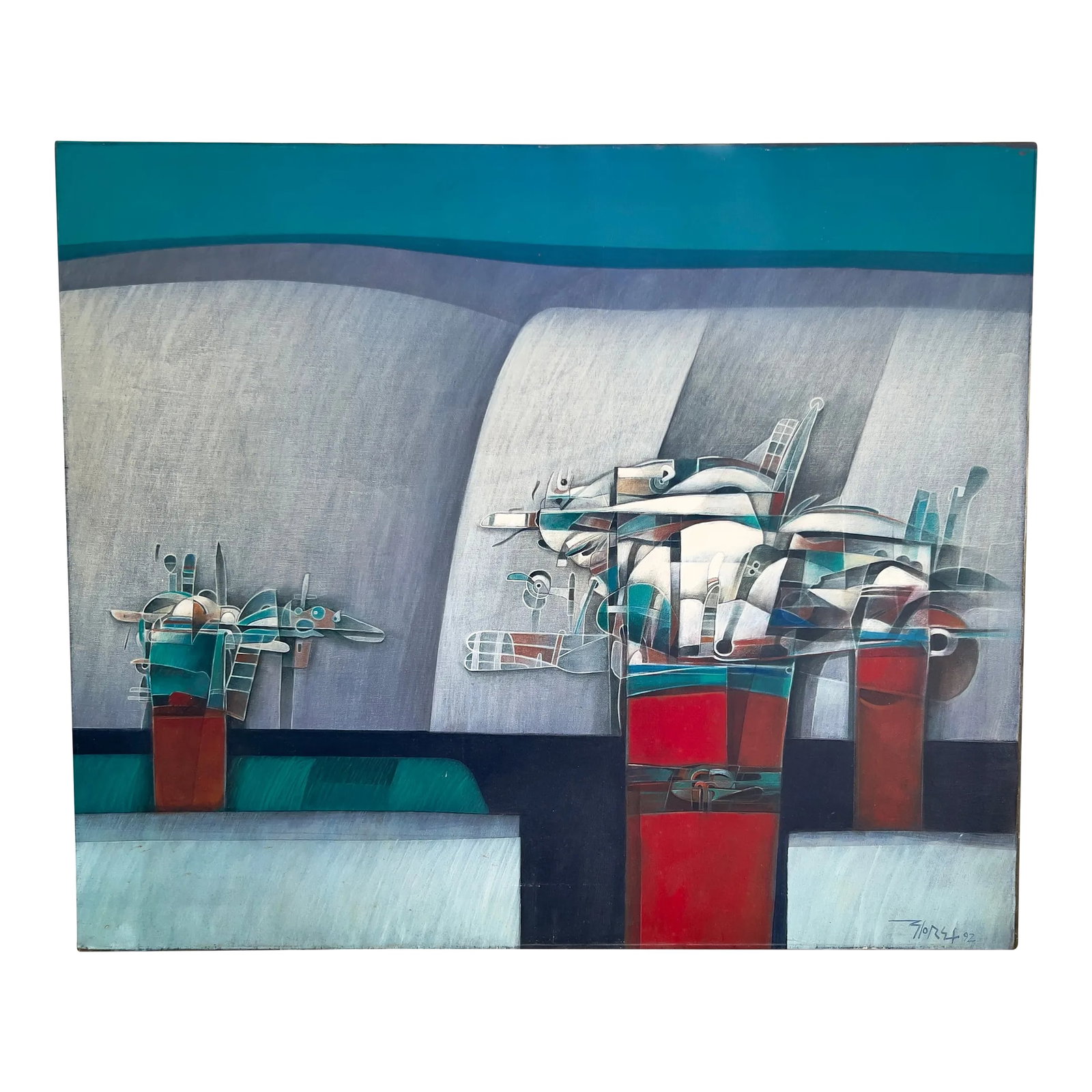 1992 Original Alberto Flores Series "Encuentro" Post-Modern Acrylic Painting (1 of 5)