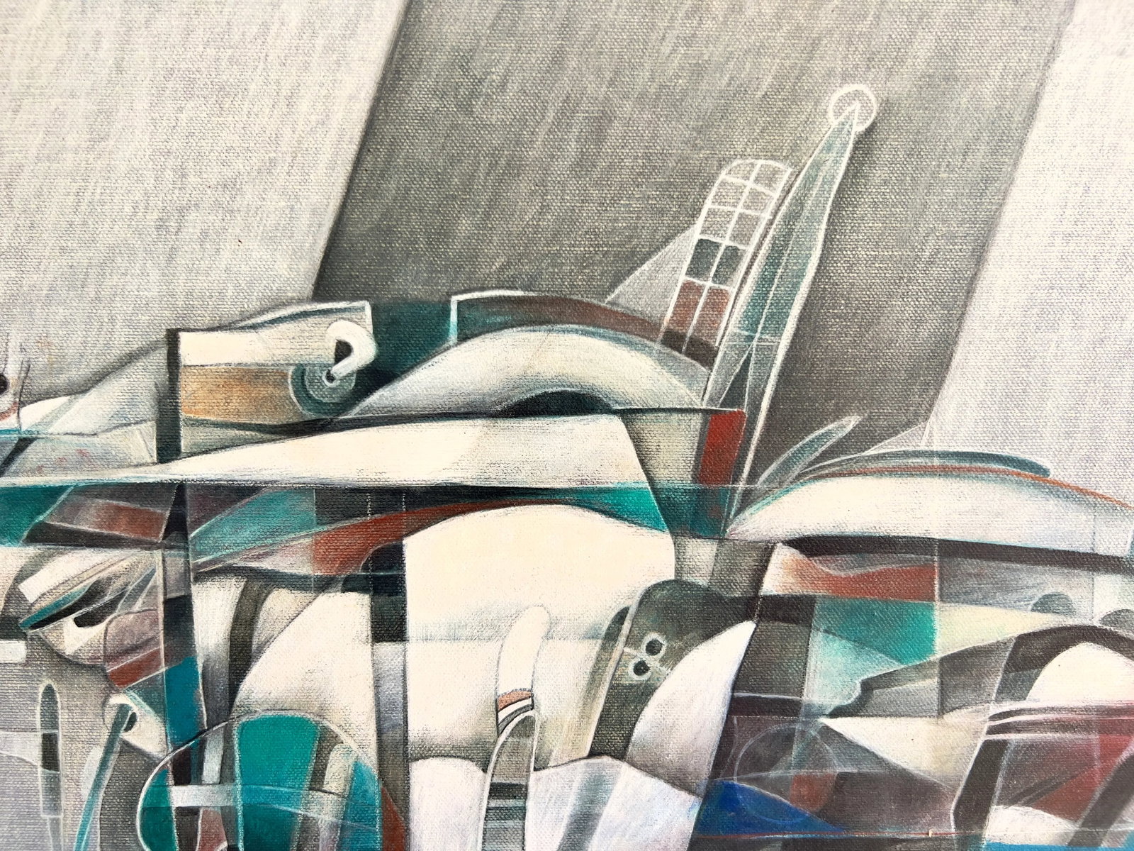 1992 Original Alberto Flores Series "Encuentro" Post-Modern Acrylic Painting - 4