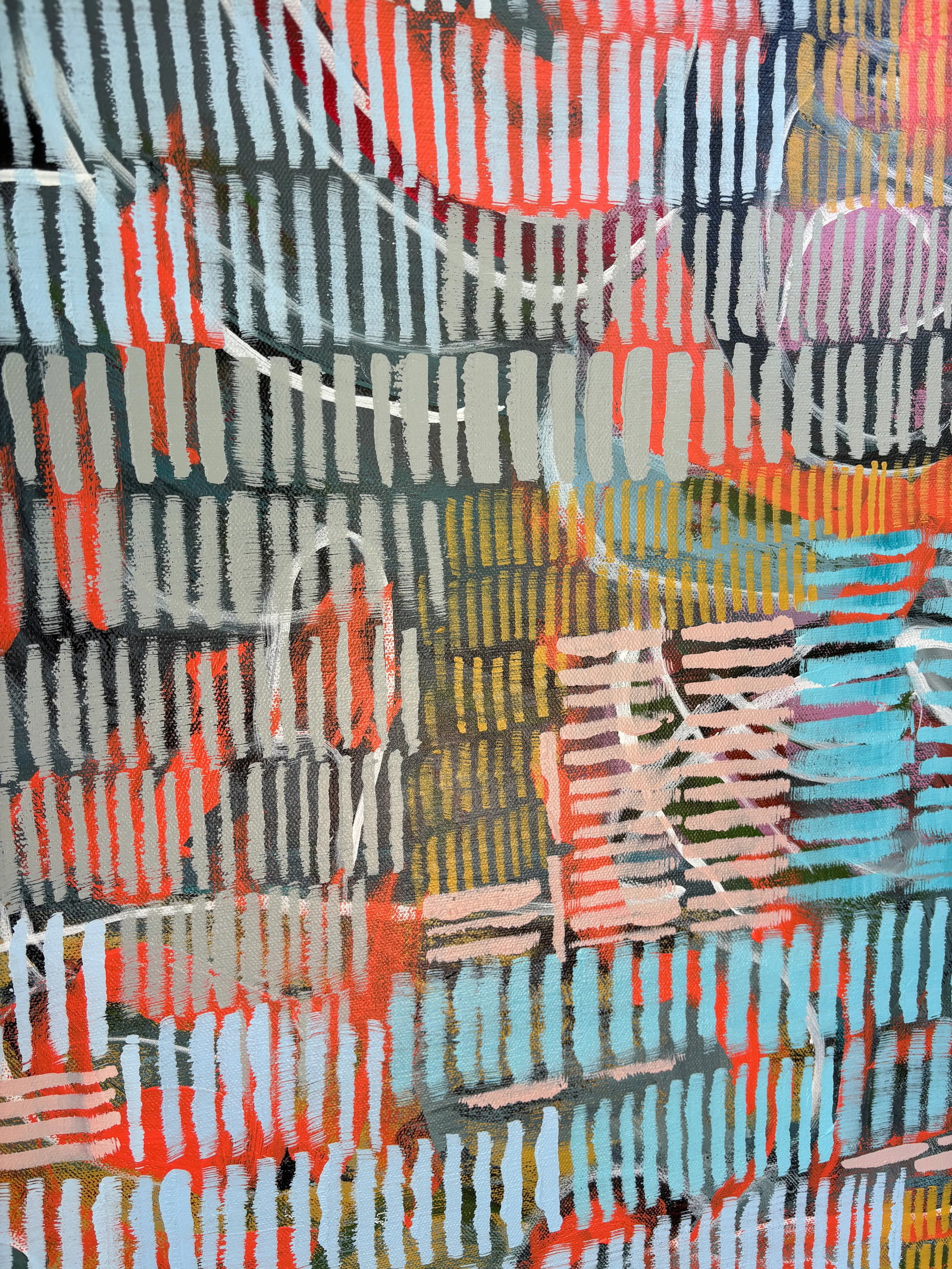 "Woven Signals" Original Acrylic Painting, Contemporary Geometric Abstraction by Linda McDonough - 9
