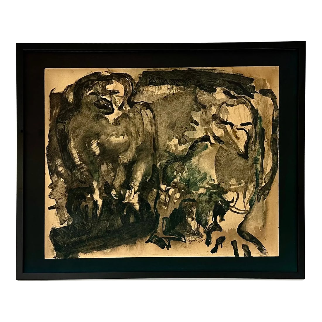 Original Modernist Brutalist Bird Painting Nyc Artist Rex Gross: This is an original signed and dated "12/15/62" Rex Gross mid century modernist painting on hard board. It's quite stunning and complements a variety of interiors. It's painted in black with a splash