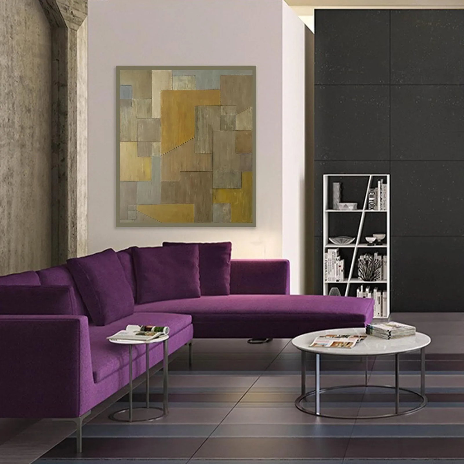 Contemporary Geometric Oil and Cold Wax Painting Earth Tones by Stephen Cimini - 7
