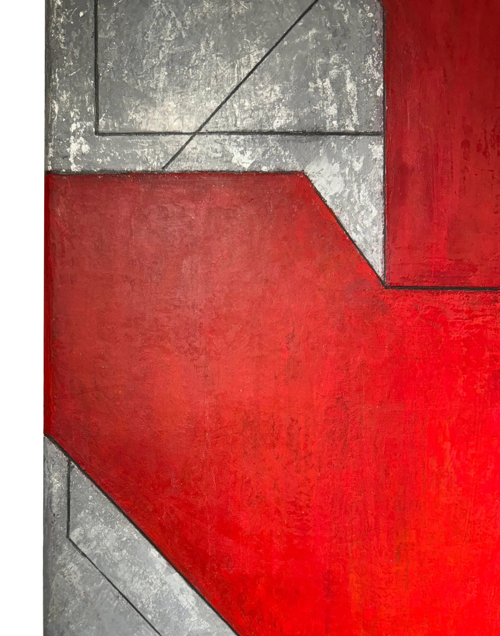Contemporary Large Vertical Geometric Abstract Red Silver Leaf by Stephen Cimini - 5
