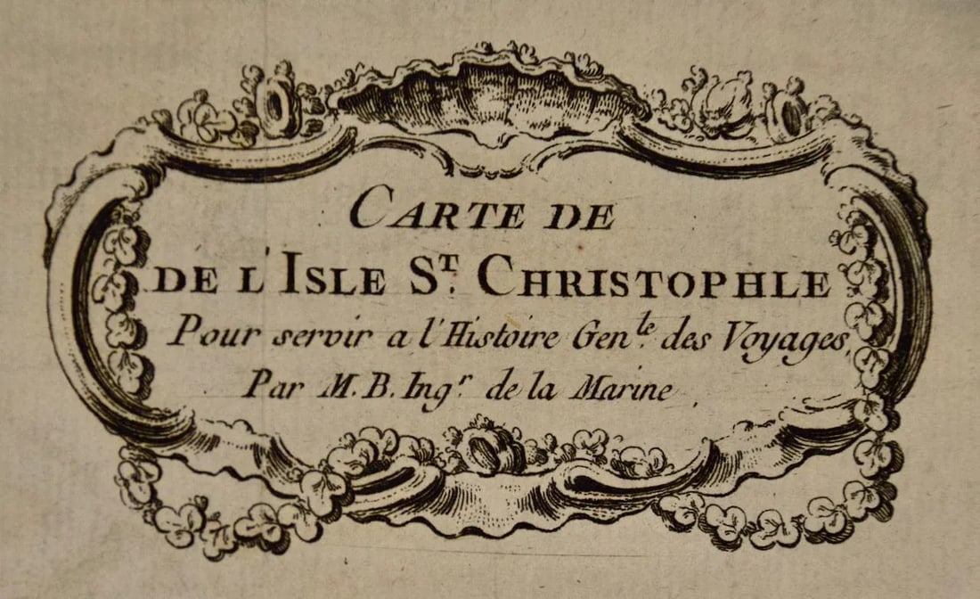 St. Christophe (St. Kitts): Bellin 18th Century Hand Colored Map, 1746 - 3