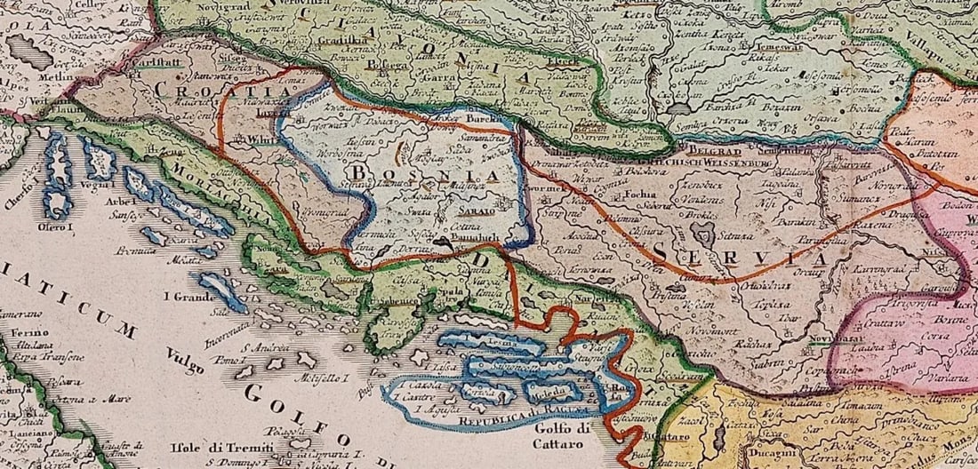 Johann Baptist Homann Danube River, Italy, Greece and Croatia: A Hand-colored 18th C. Homann Map, 17 - 11
