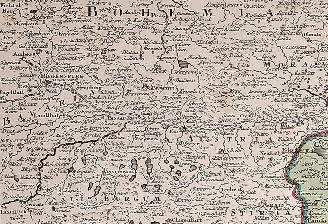 Johann Baptist Homann Danube River, Italy, Greece and Croatia: A Hand-colored 18th C. Homann Map, 17 - 12