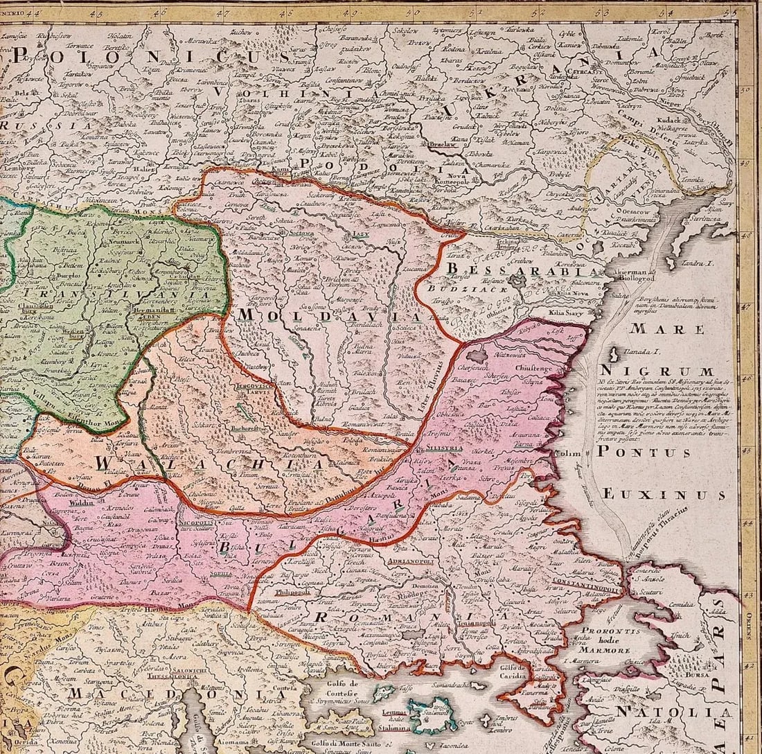 Johann Baptist Homann Danube River, Italy, Greece and Croatia: A Hand-colored 18th C. Homann Map, 17 - 3