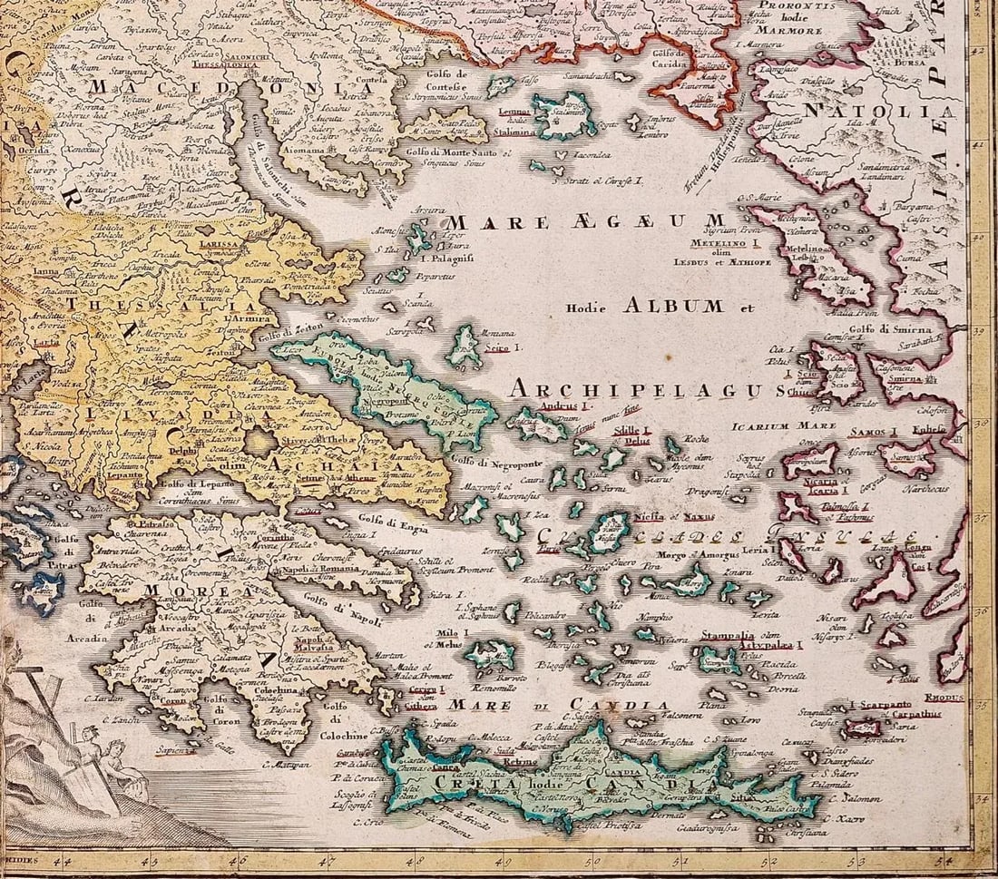 Johann Baptist Homann Danube River, Italy, Greece and Croatia: A Hand-colored 18th C. Homann Map, 17 - 5