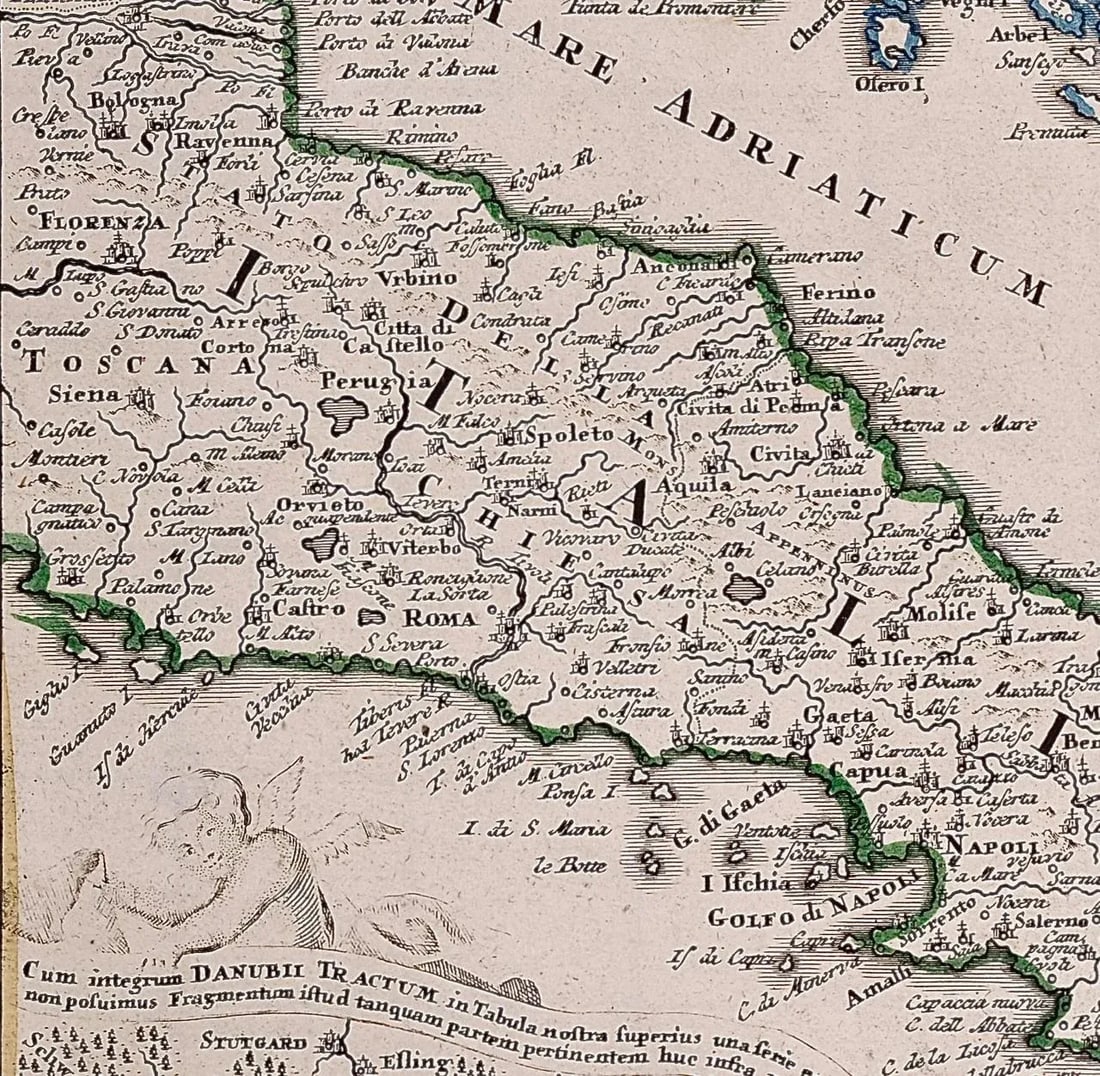 Johann Baptist Homann Danube River, Italy, Greece and Croatia: A Hand-colored 18th C. Homann Map, 17 - 9