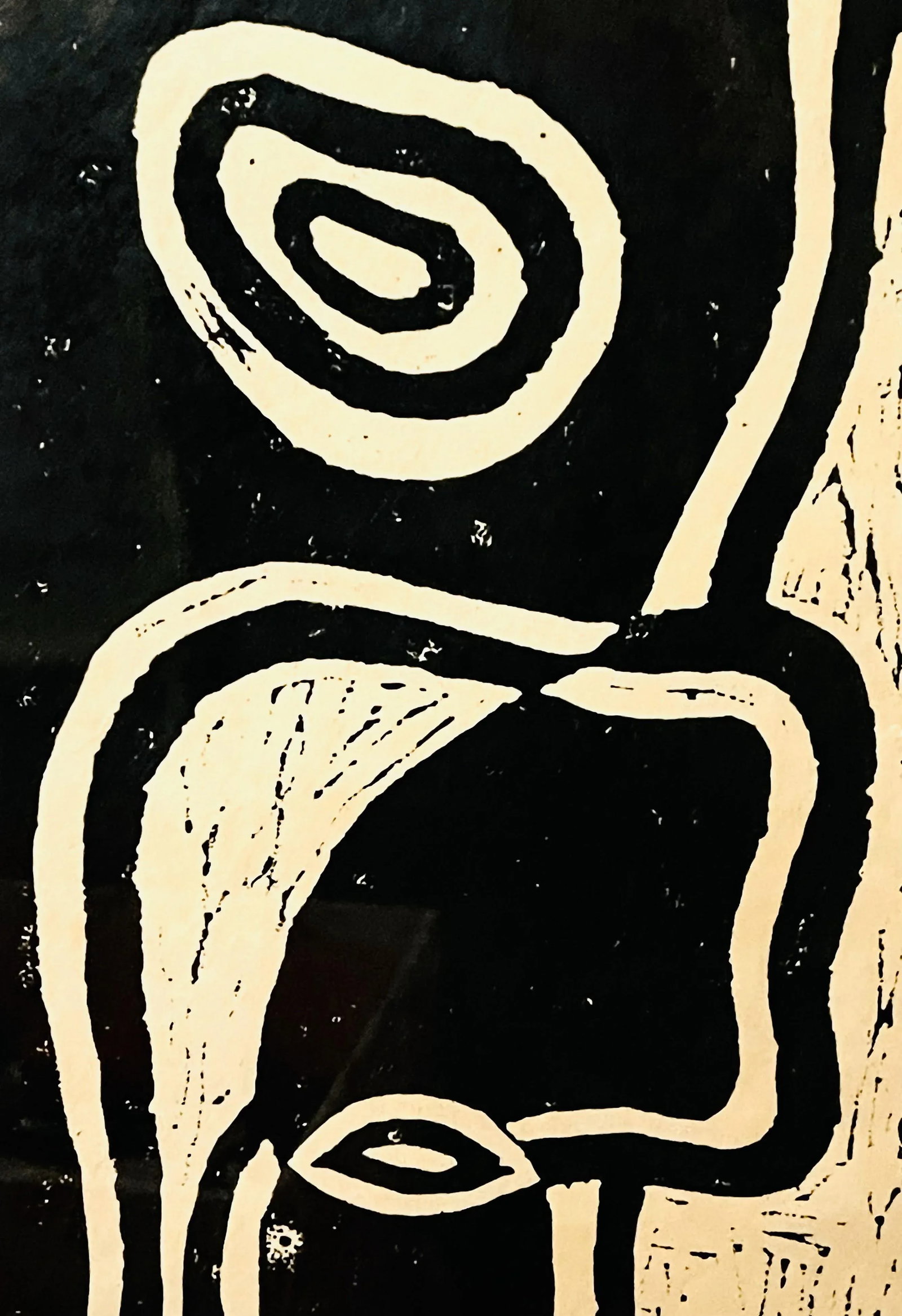 Original Linoleum Print of Modern Abstract Arrangement of Two Bottles - 3