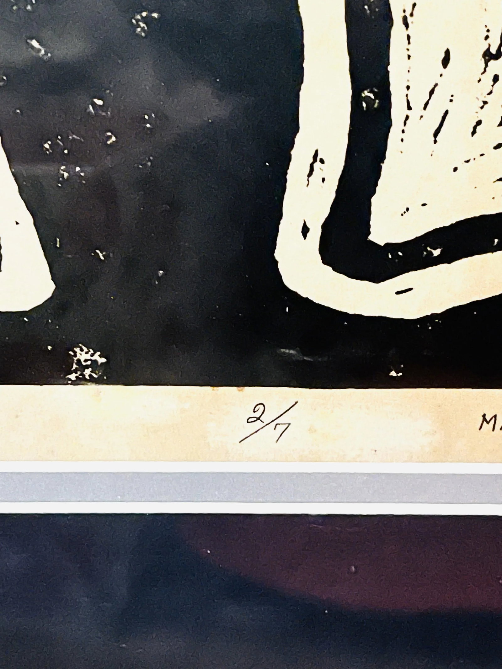 Original Linoleum Print of Modern Abstract Arrangement of Two Bottles - 4