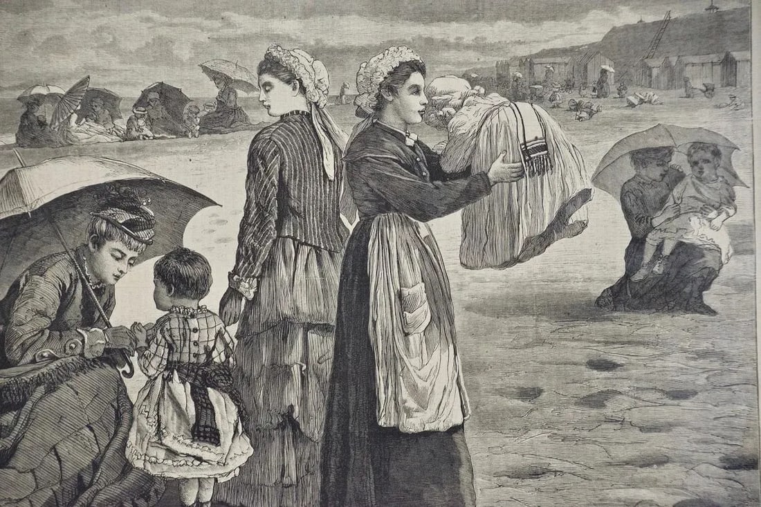 Winslow Homer "On the Beach": 19th Century Wood Engraving, 1874 - 2