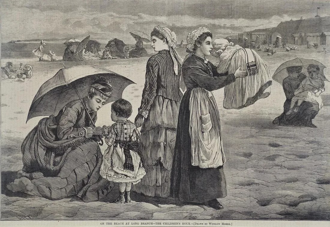 Winslow Homer "On the Beach": 19th Century Wood Engraving, 1874 - 3