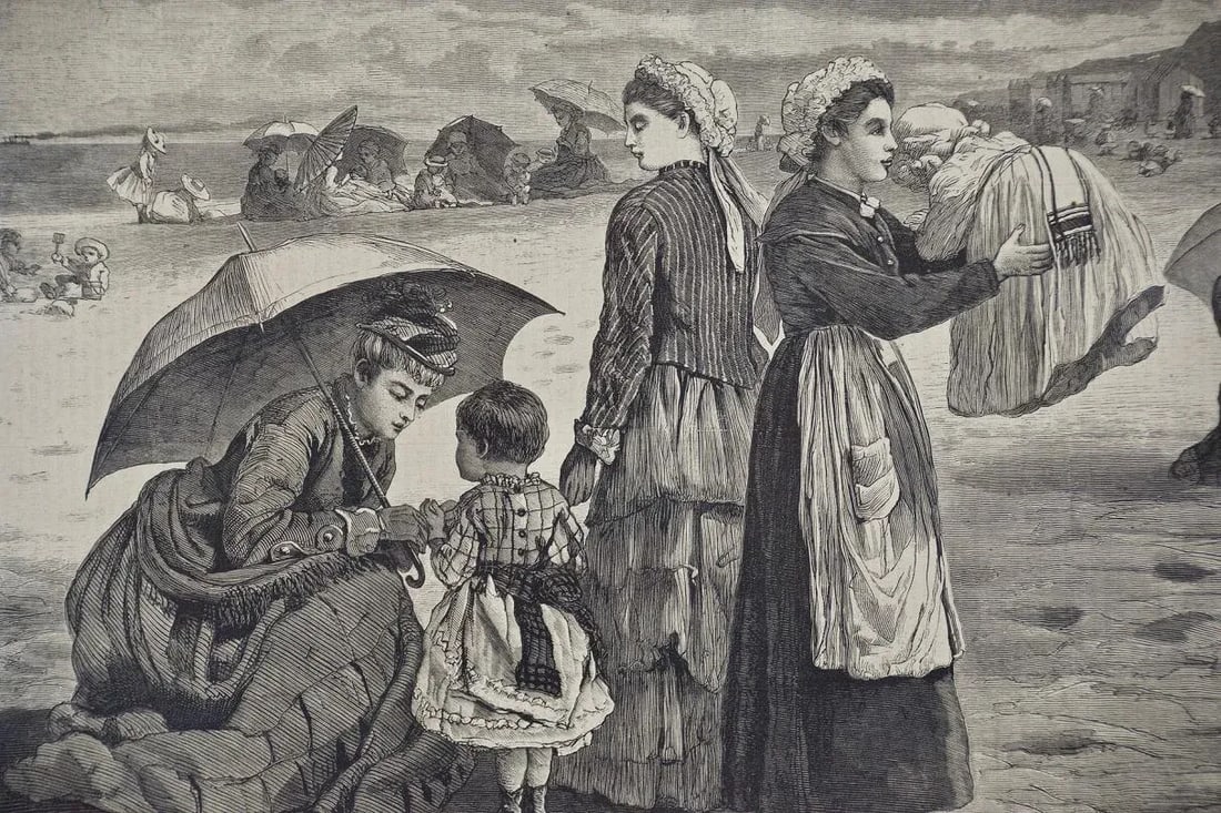 Winslow Homer "On the Beach": 19th Century Wood Engraving, 1874 - 4