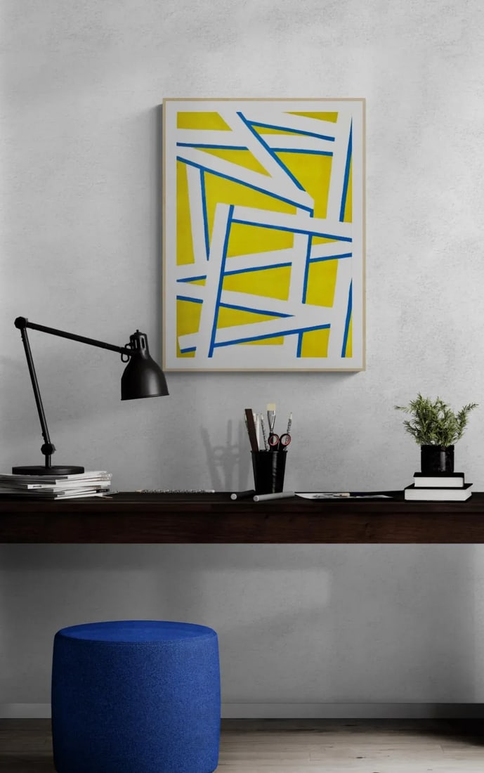 Sarah Vaaler Modern Painting With Yellow and Blue - 2