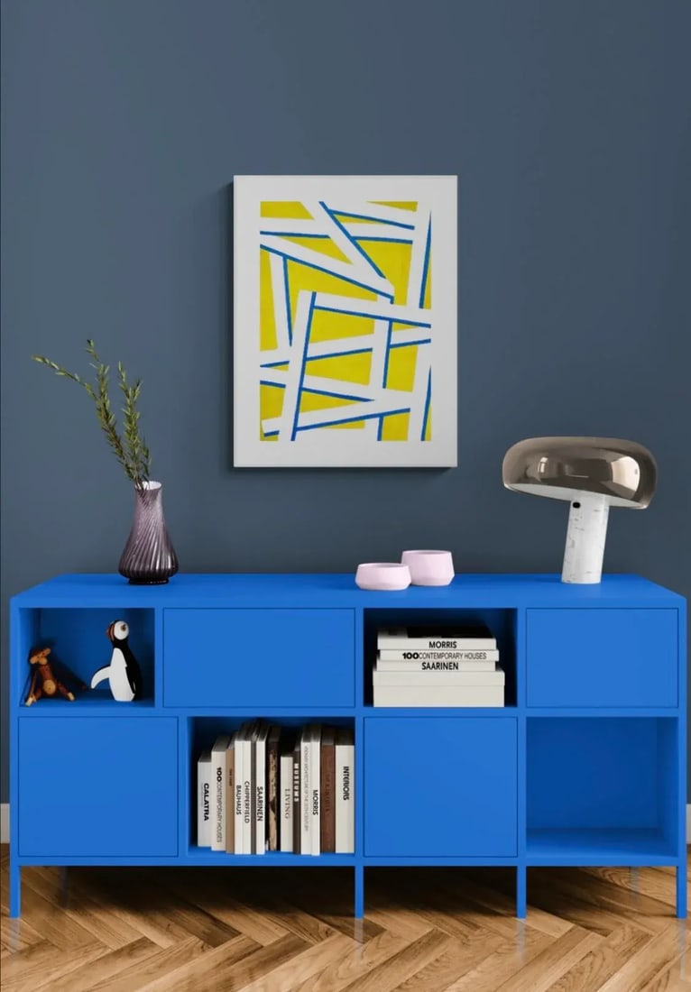 Sarah Vaaler Modern Painting With Yellow and Blue - 3