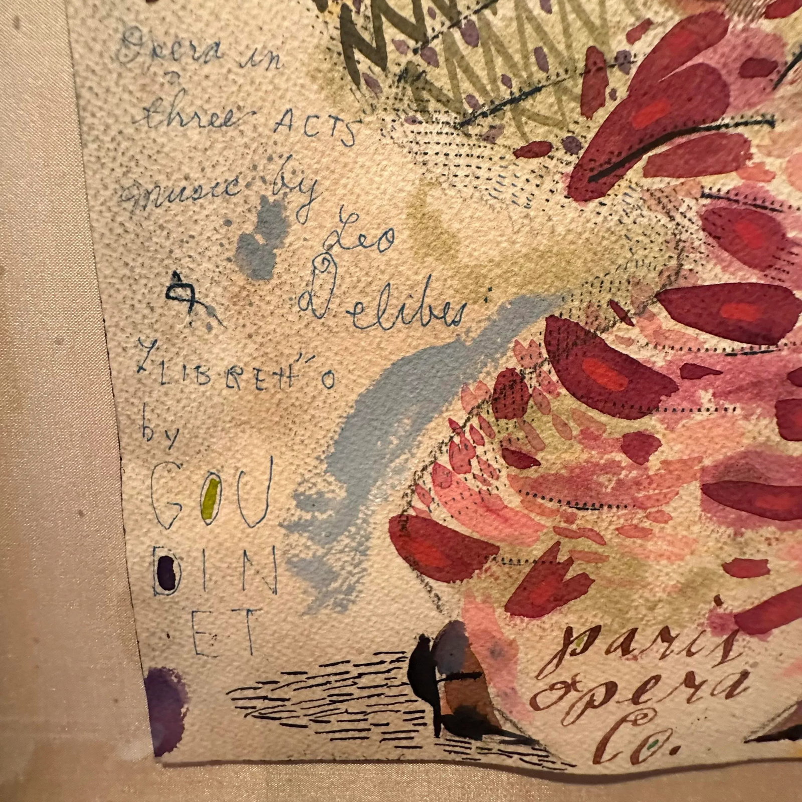 "Moulin Rouge Petite I" Female Figurative Mixed-Media Painting on Paper - 7