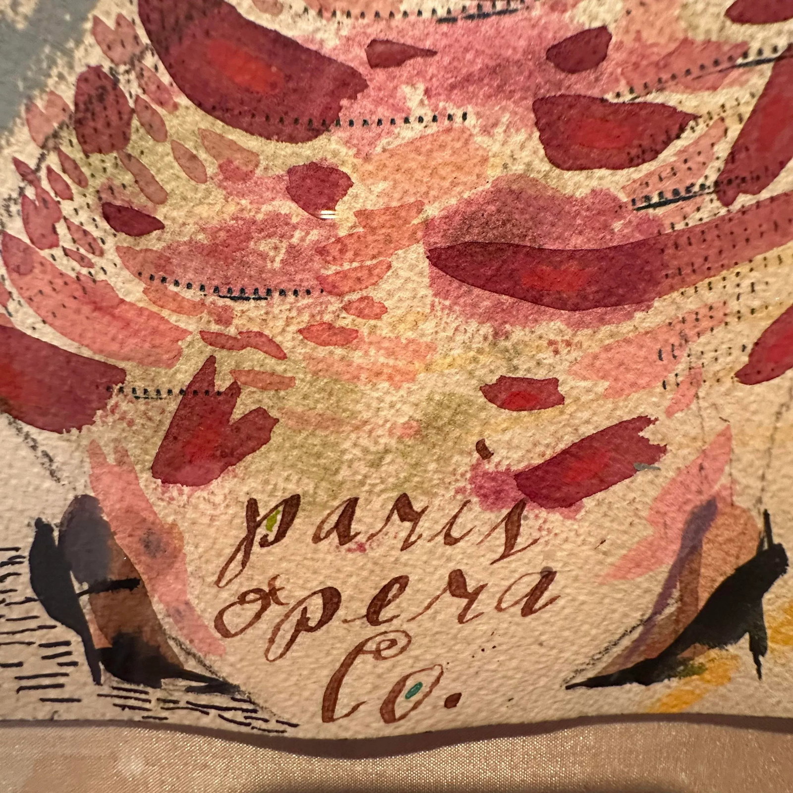"Moulin Rouge Petite I" Female Figurative Mixed-Media Painting on Paper - 8
