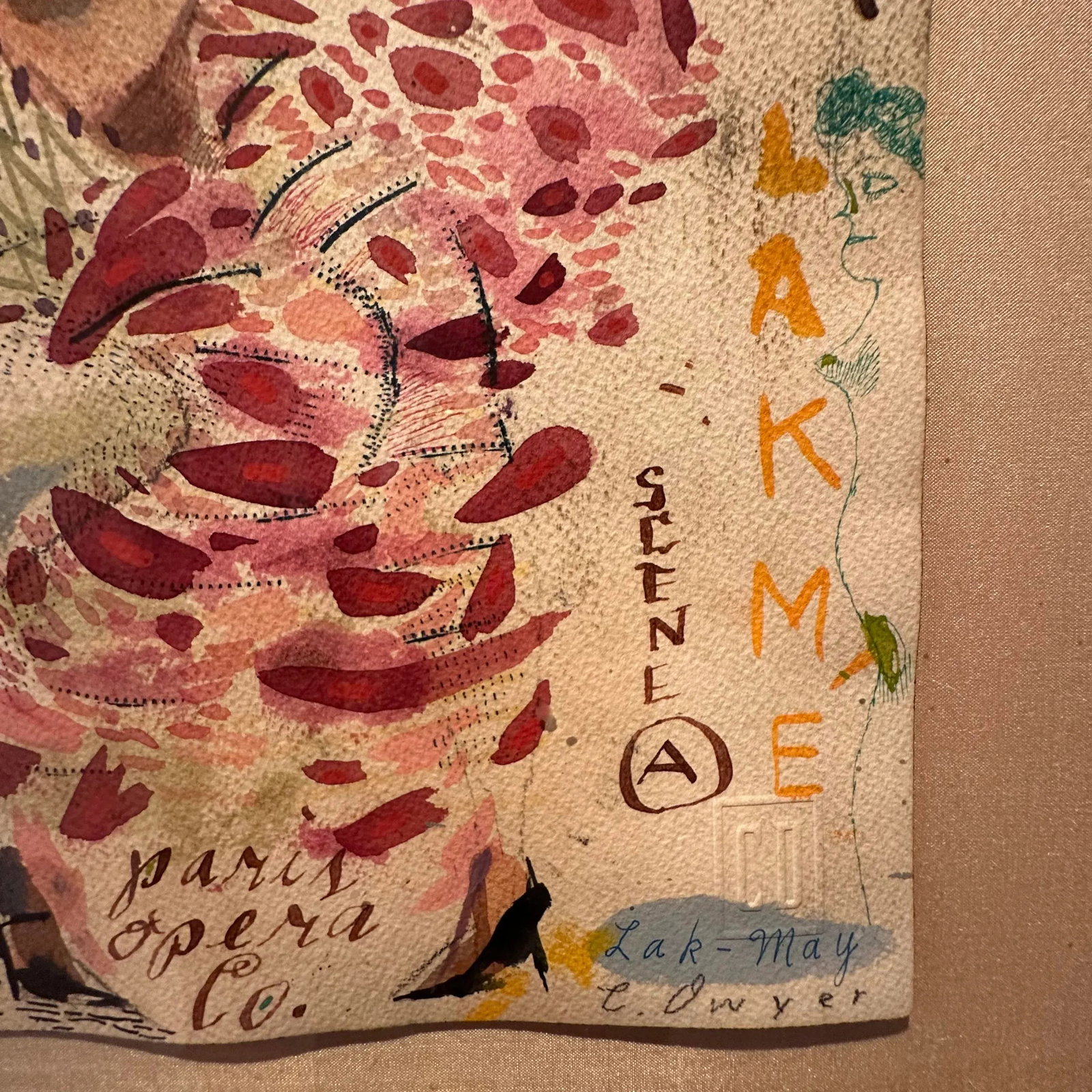 "Moulin Rouge Petite I" Female Figurative Mixed-Media Painting on Paper - 9