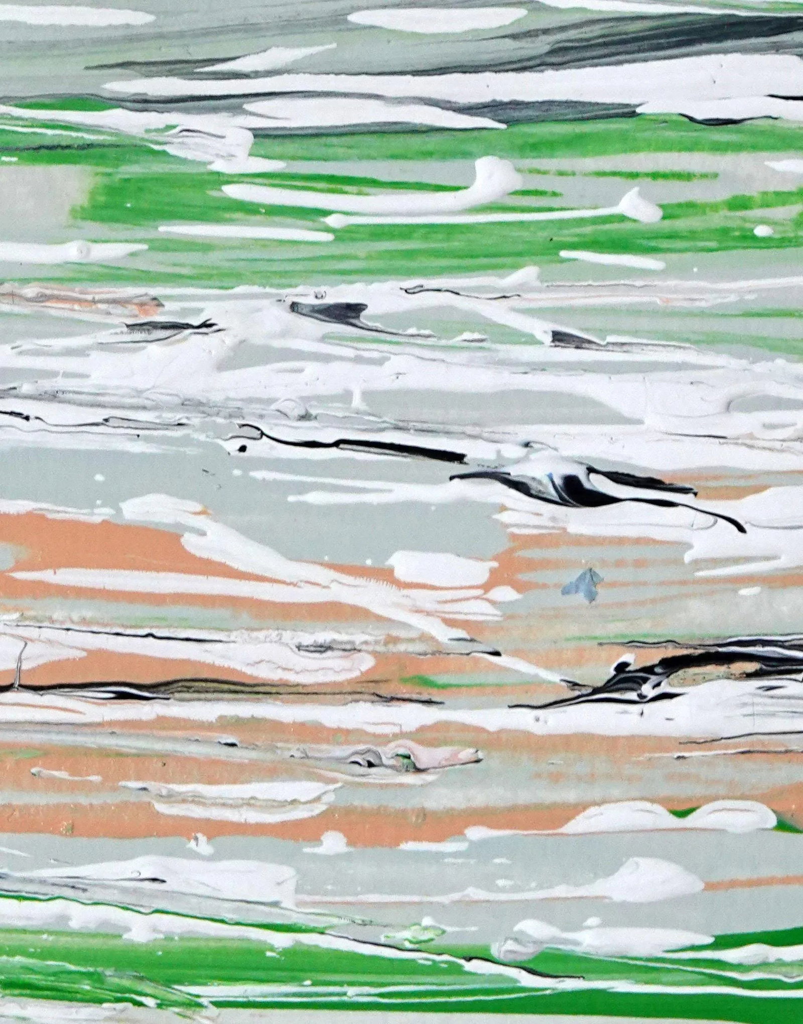 Vague. III Abstract Framed Vibrant Green Painting - 2
