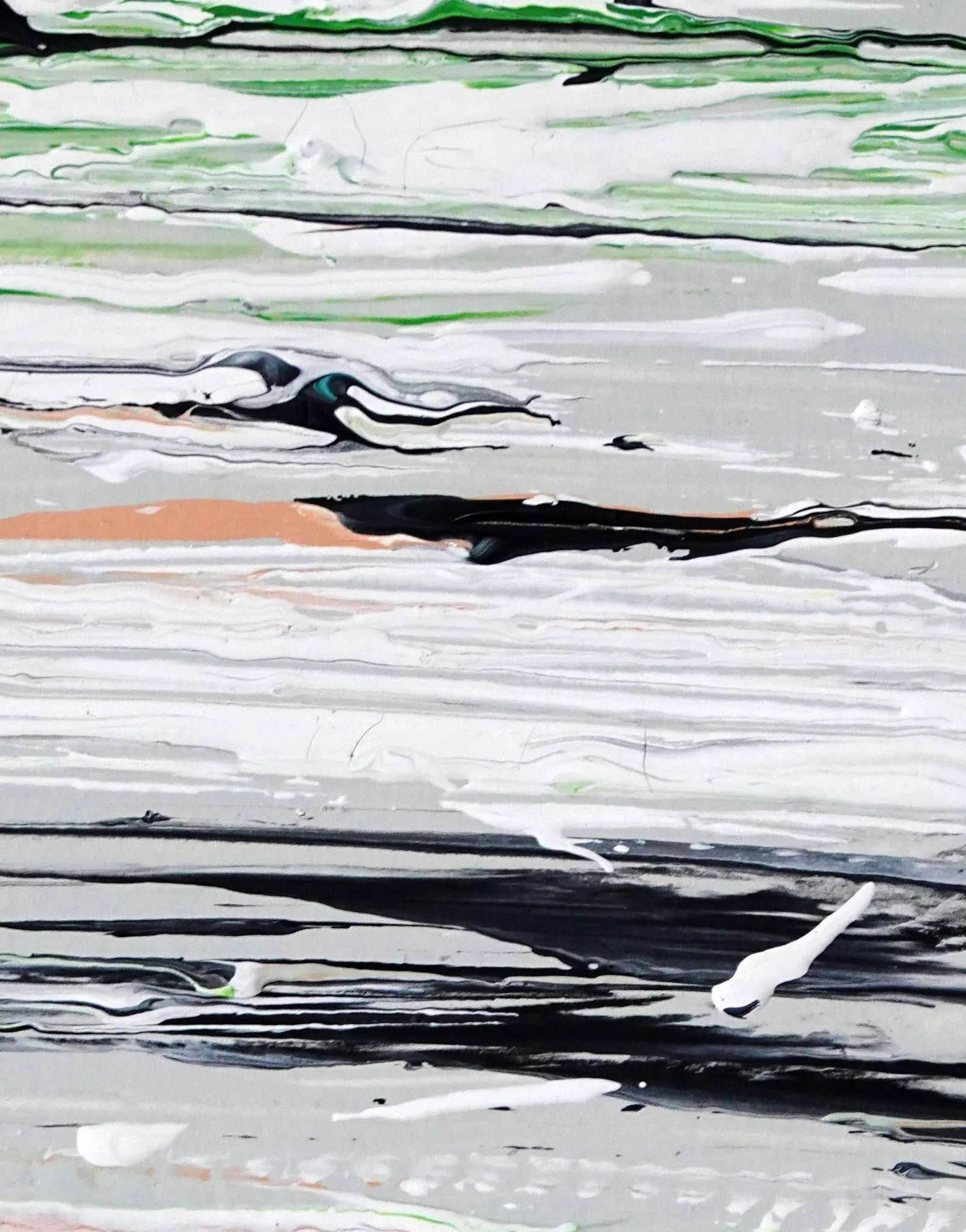 Vague. IV Abstract Framed Green/Gray Painting - 3