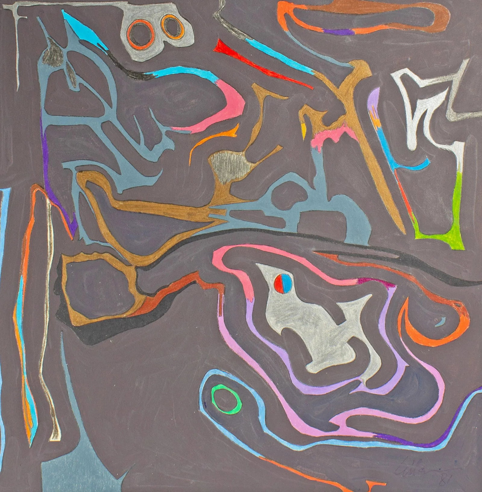 1981 Abstract Mixed Media Painting by Harry Hilson - 2