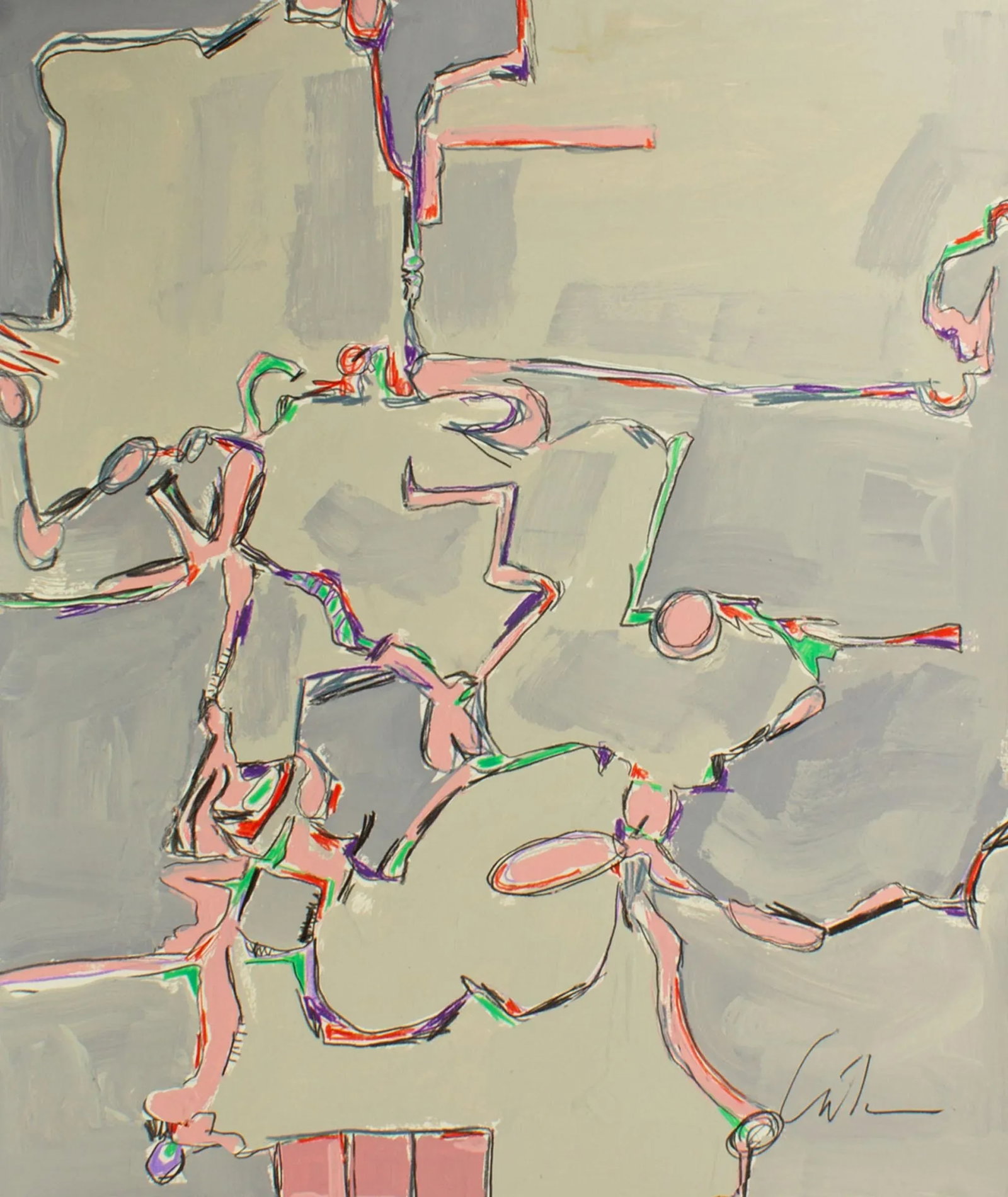 1982 "Jewish Fragments" Abstract Mixed Media Painting by Harry Hilson - 2