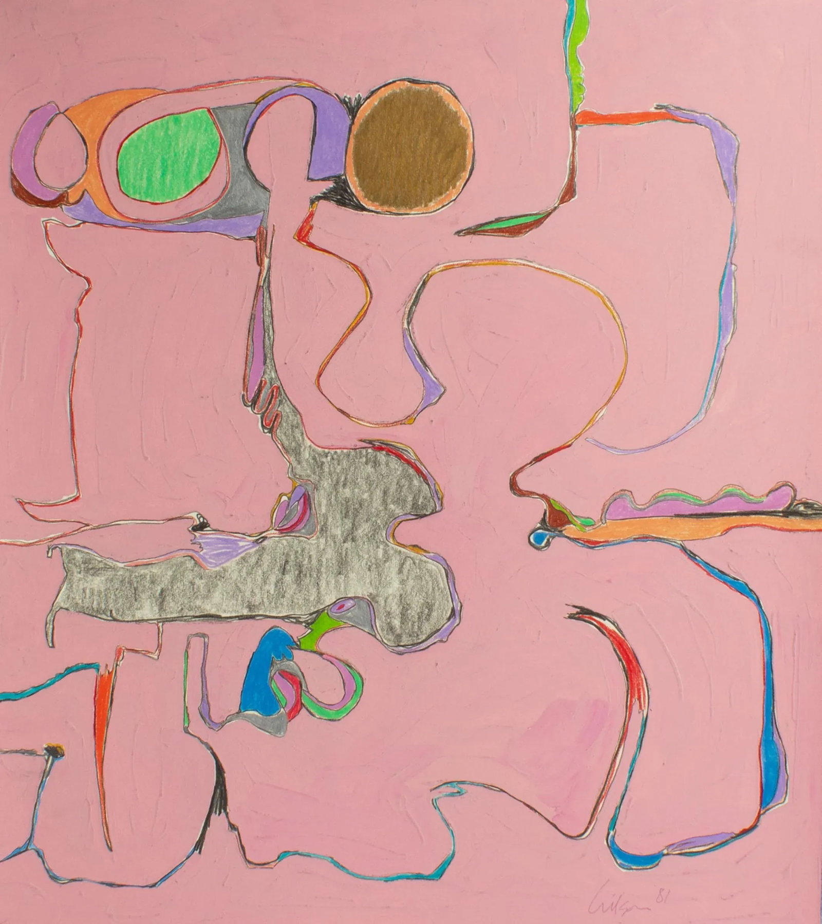 1981 Abstract Mixed Media Painting by Harry Hilson - 4