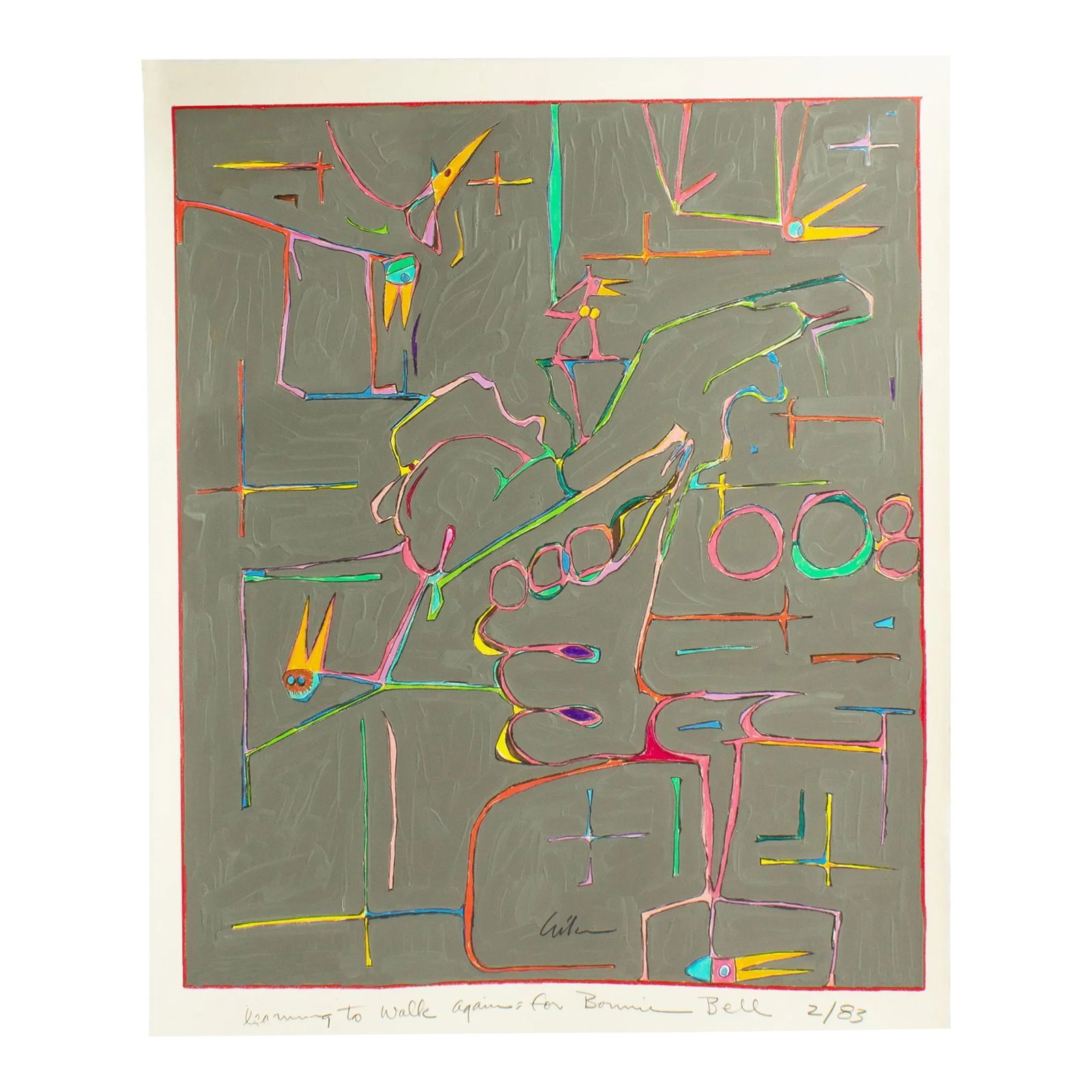 1983 "Learning to Walk Again" Abstract Mixed Media Painting by Harry Hilson (1 of 8)
