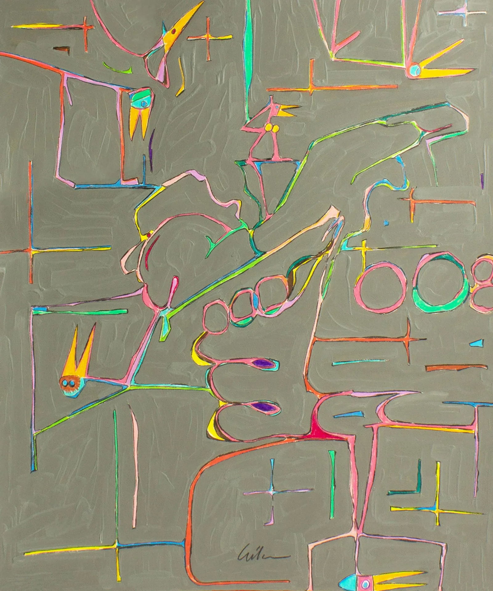 1983 "Learning to Walk Again" Abstract Mixed Media Painting by Harry Hilson - 2