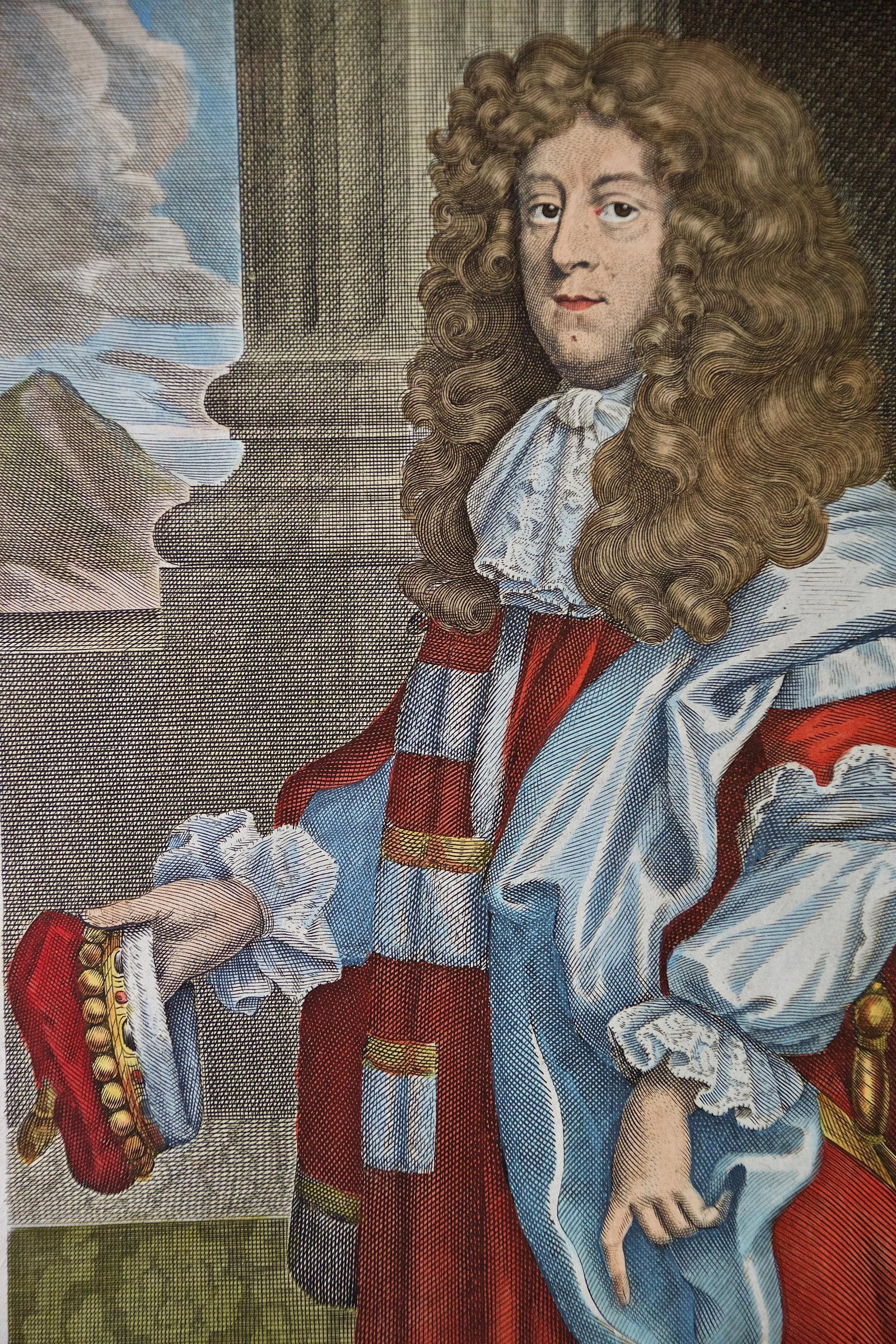 Viscount Thomas Belasise: 17th Century Hand-Colored Portrait by Robert White, 1679 - 3