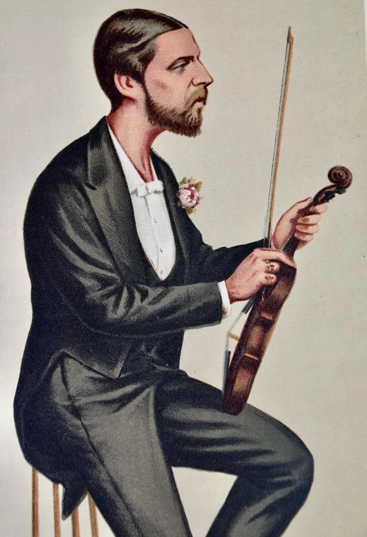 1st Violin Duke of Edinburgh: 19th C. Vanity Fair Caricature by Ape (Carlo Pellegrini), 1874 - 3