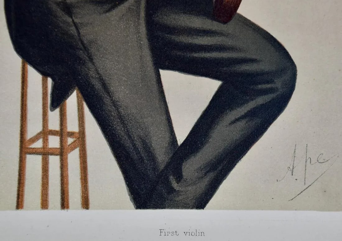 1st Violin Duke of Edinburgh: 19th C. Vanity Fair Caricature by Ape (Carlo Pellegrini), 1874 - 5