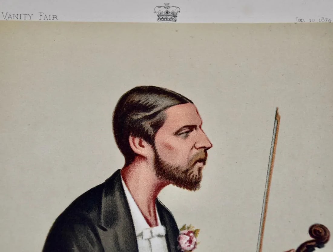1st Violin Duke of Edinburgh: 19th C. Vanity Fair Caricature by Ape (Carlo Pellegrini), 1874 - 6