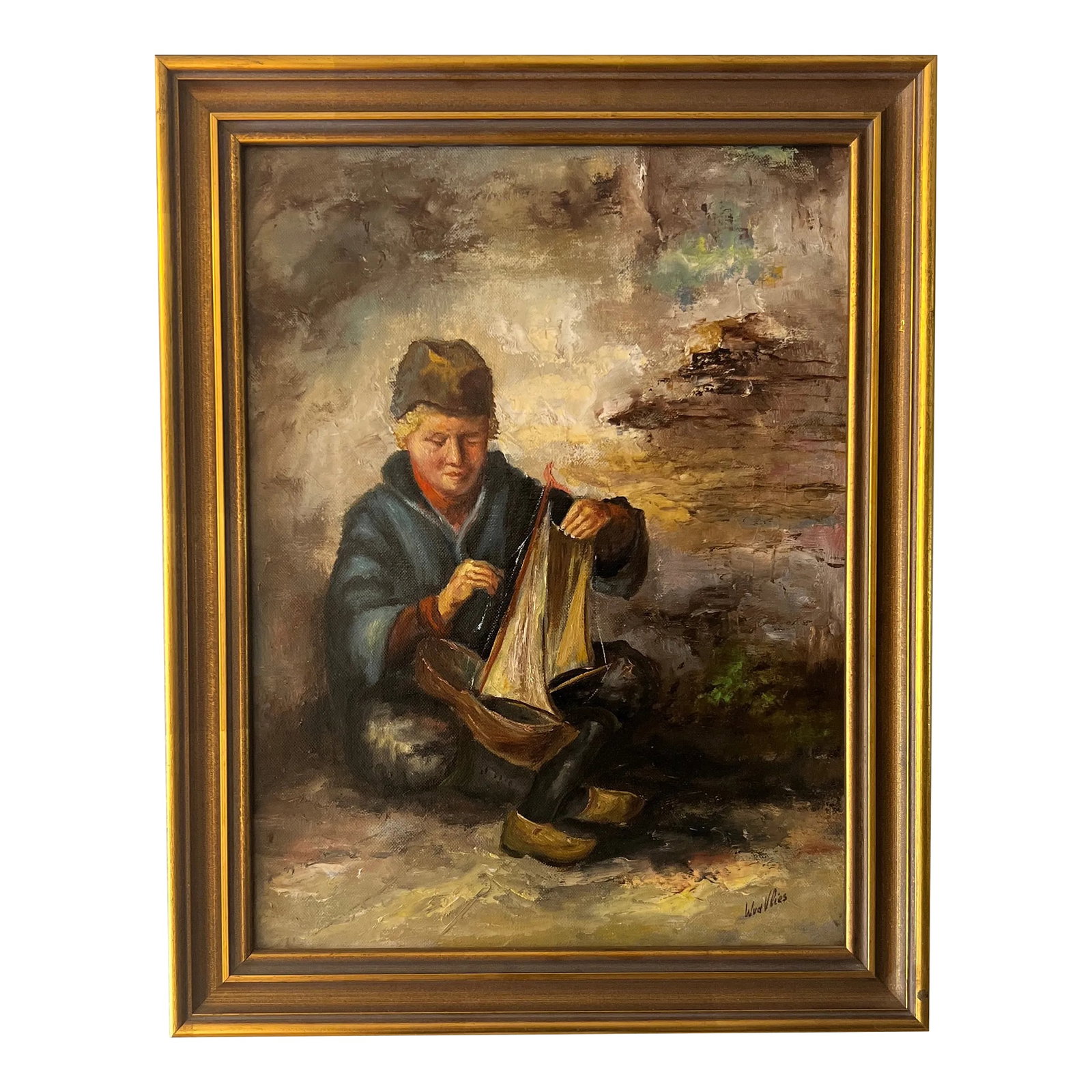 1960s Dutch School Portrait Oil Painting on Canvas, Framed: Oil on canvas Dutch school 1960 made by W.vd Vlies Condition: Imperfections: No Imperfections Condition Notes: Great condition as new Origin: Netherlands Materials & Techniques: Canvas, O