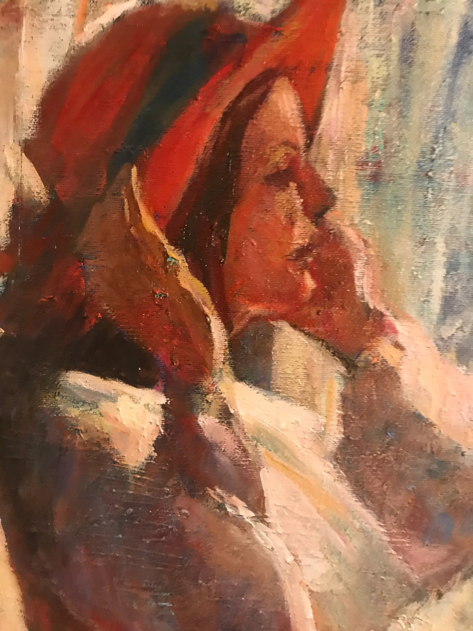 Original Acrylic. Girl With Red Hat. Signed Lower Right-Cordes. - 3