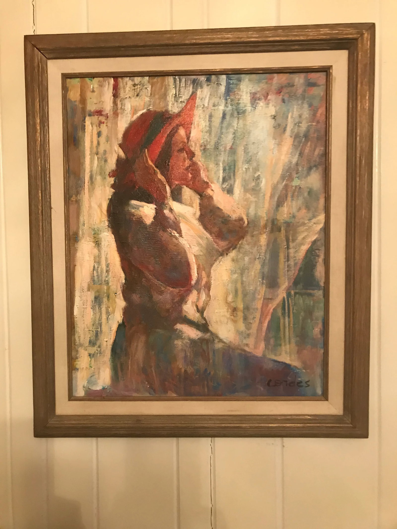 Original Acrylic. Girl With Red Hat. Signed Lower Right-Cordes. - 8