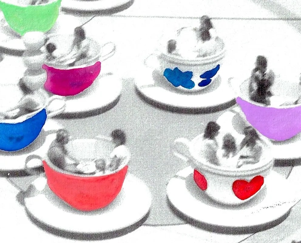 Cups & Saucers Hand-Painted Photograph - 2