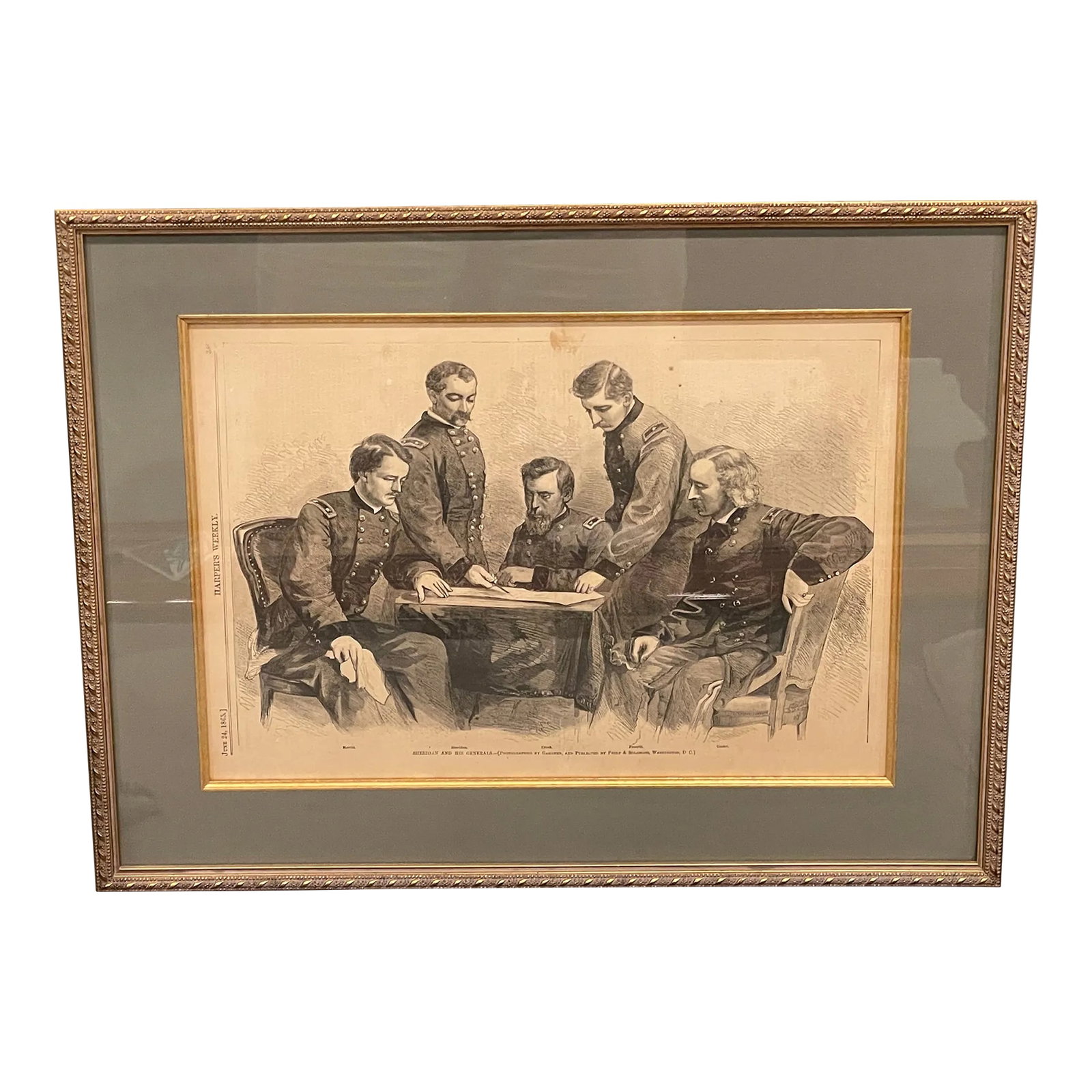 1865 Harper's Weekly Pair of Framed Drawings Focused on General Philip Sheridan (1 of 7)