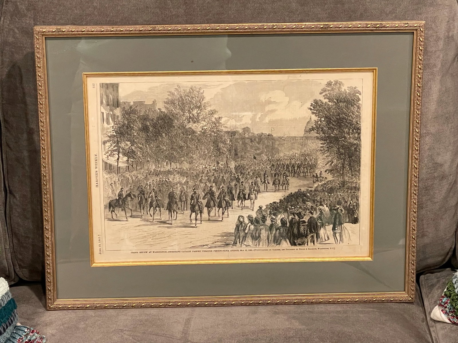 1865 Harper's Weekly Pair of Framed Drawings Focused on General Philip Sheridan - 6