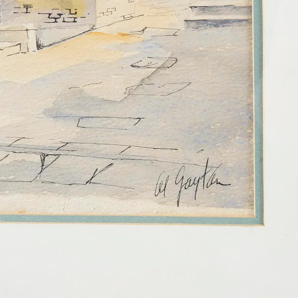 1950s Vintage Watercolor Painting - 2
