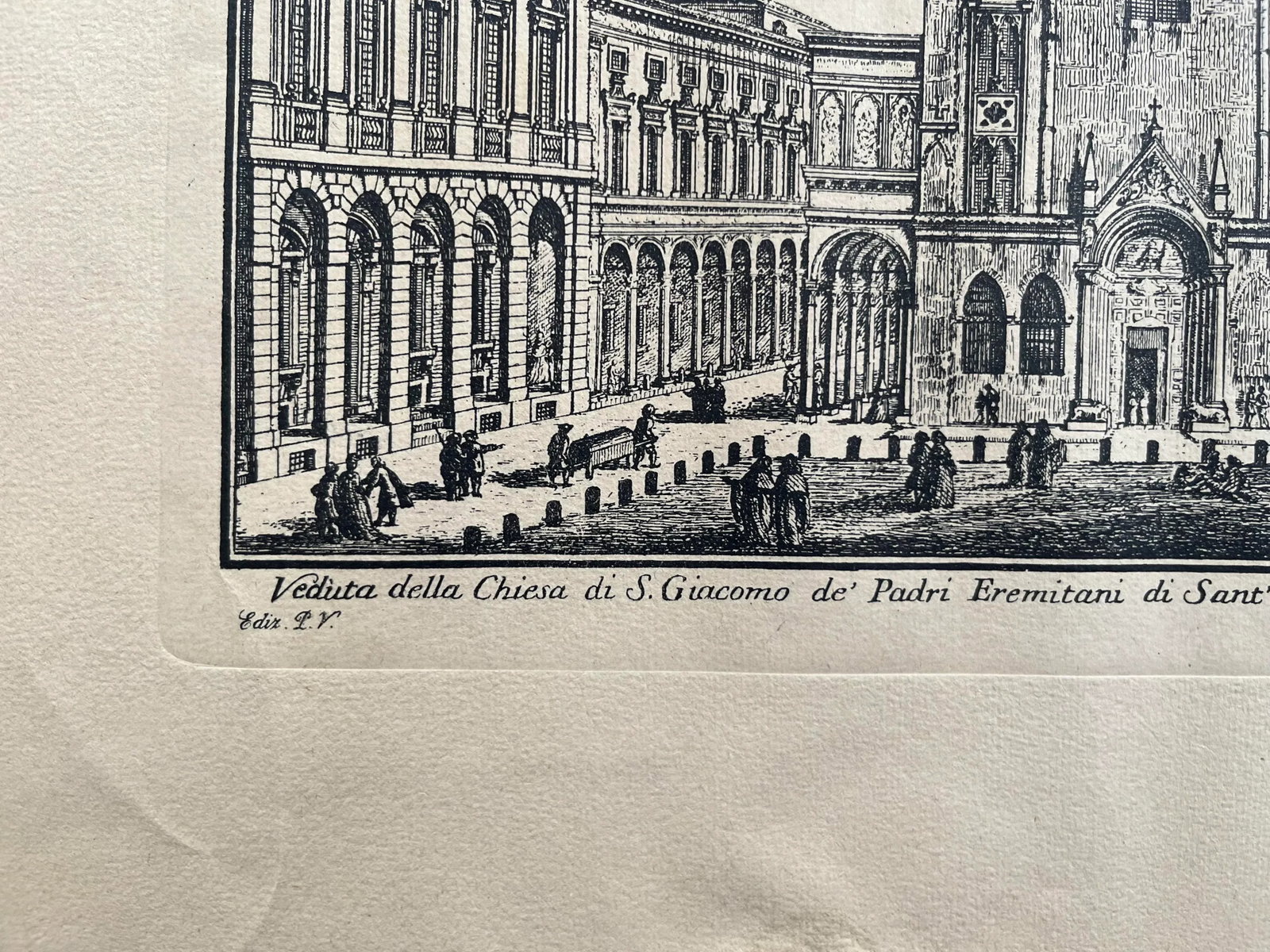 Late 19th Century Antique Engraving Pio Panfili Veduta Della Chiesa Di Giacomo, Bologna, Framed - 4