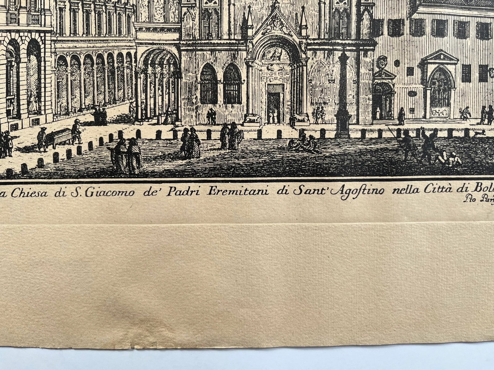 Late 19th Century Antique Engraving Pio Panfili Veduta Della Chiesa Di Giacomo, Bologna, Framed - 5