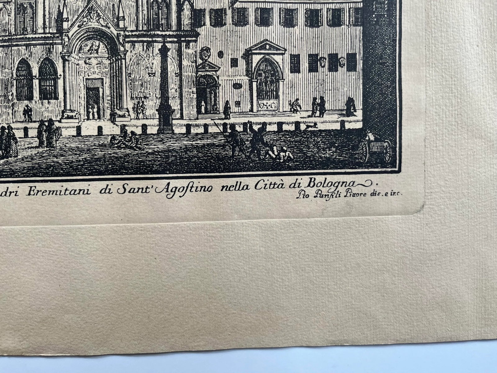 Late 19th Century Antique Engraving Pio Panfili Veduta Della Chiesa Di Giacomo, Bologna, Framed - 6